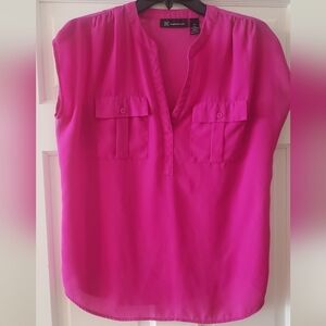 INC International Concepts Vibrant Pink Cap Sleeve Blouse